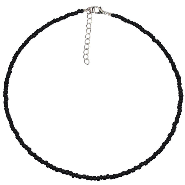 Beachy Polished Seed Enamel Bead Choker Necklace - Black