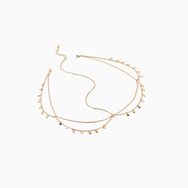 The Boho Holiday Coins Details Crisscross Hair Chain - Gold
