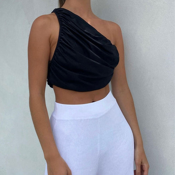 One shoulder online crop tank top