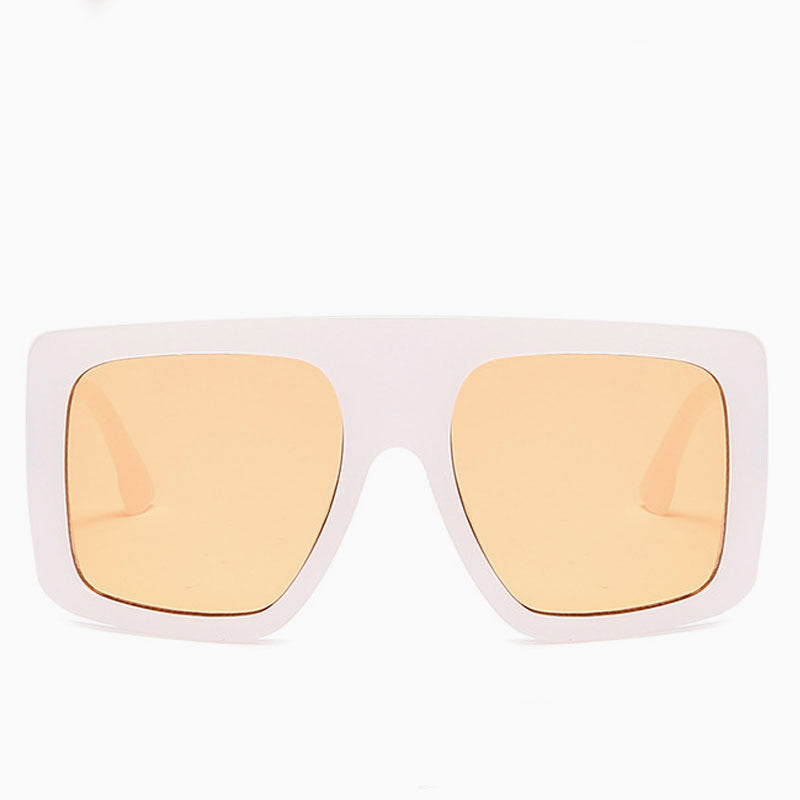 Star Look Bold Oversized Square Gradient Sunglasses - White