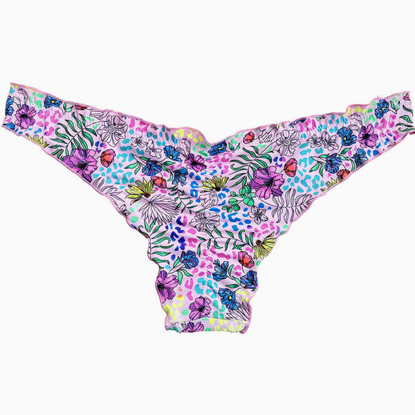 Sweet Solid Color High Cut Ruched Ruffle Trim Bikini Scrunch Bottom - –  Trendy & Unique