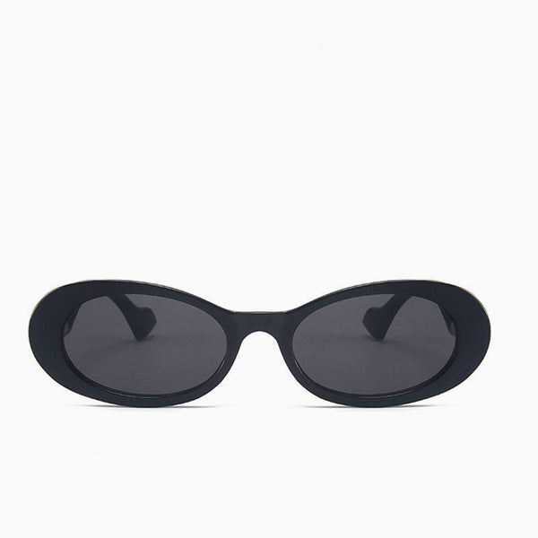 Time Fly Back '90s Bold Oval Shape Tinted Sunglasses - Black