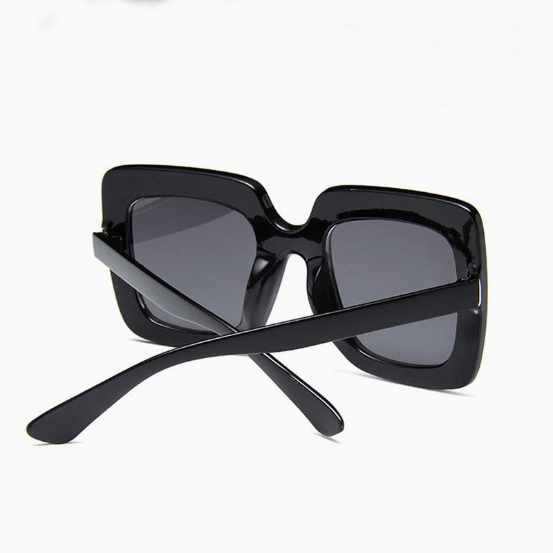 Vintage Style Galaxy Rhinestone Frame Square Sunglasses - Black