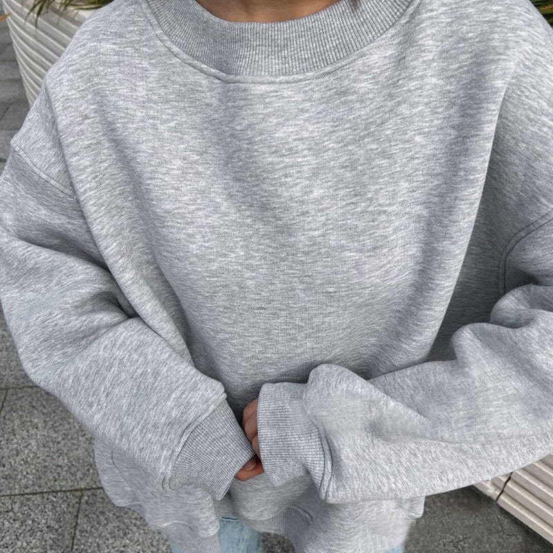 Athletic Oversized Drop Shoulder Winter Pullover Sweatshirt - Heather Gray