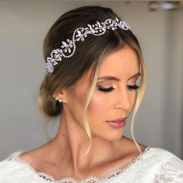 Fairytale Crystal Embellished Floral Vine Wavy Band Tiara Headband