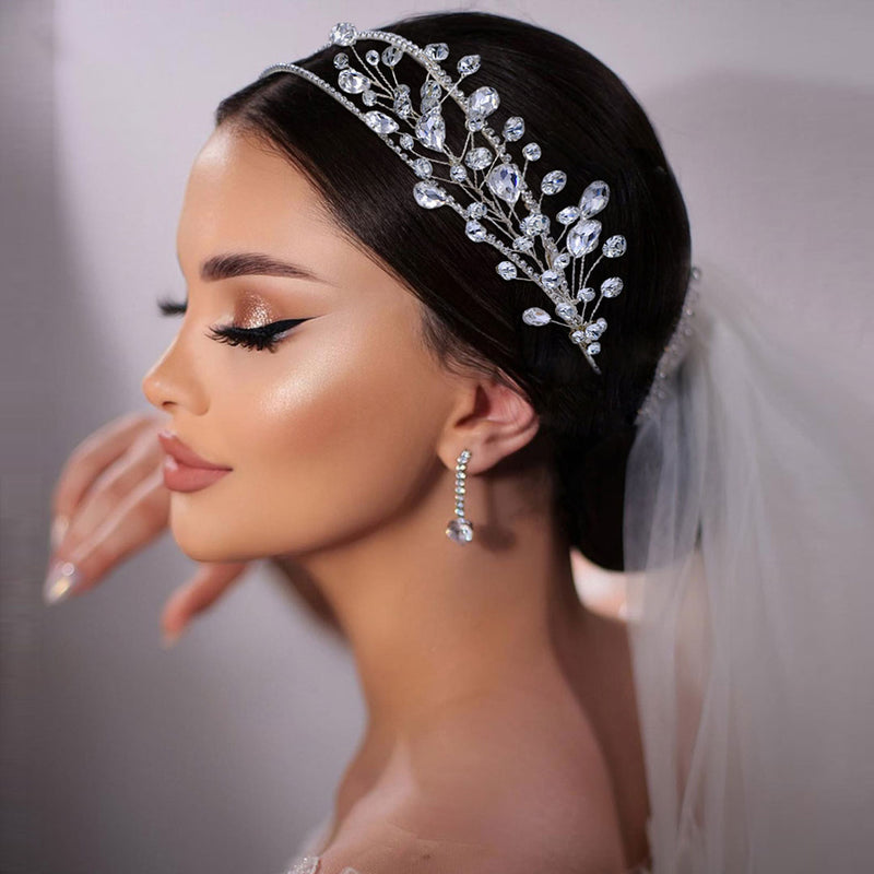 Sparkly Crystal Embellished Vine Double Band Bridal Tiara Headband
