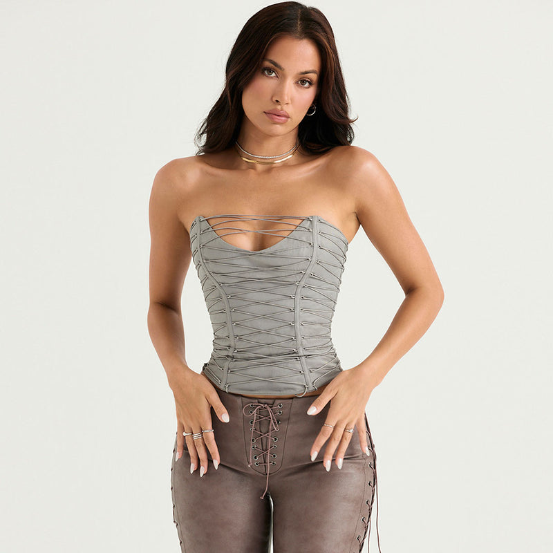 Sleeveless asymmetric crop top - Tops and corsets - Women