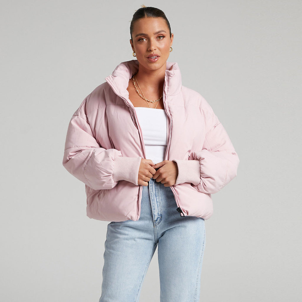 Bershka pink puffer jacket 2025