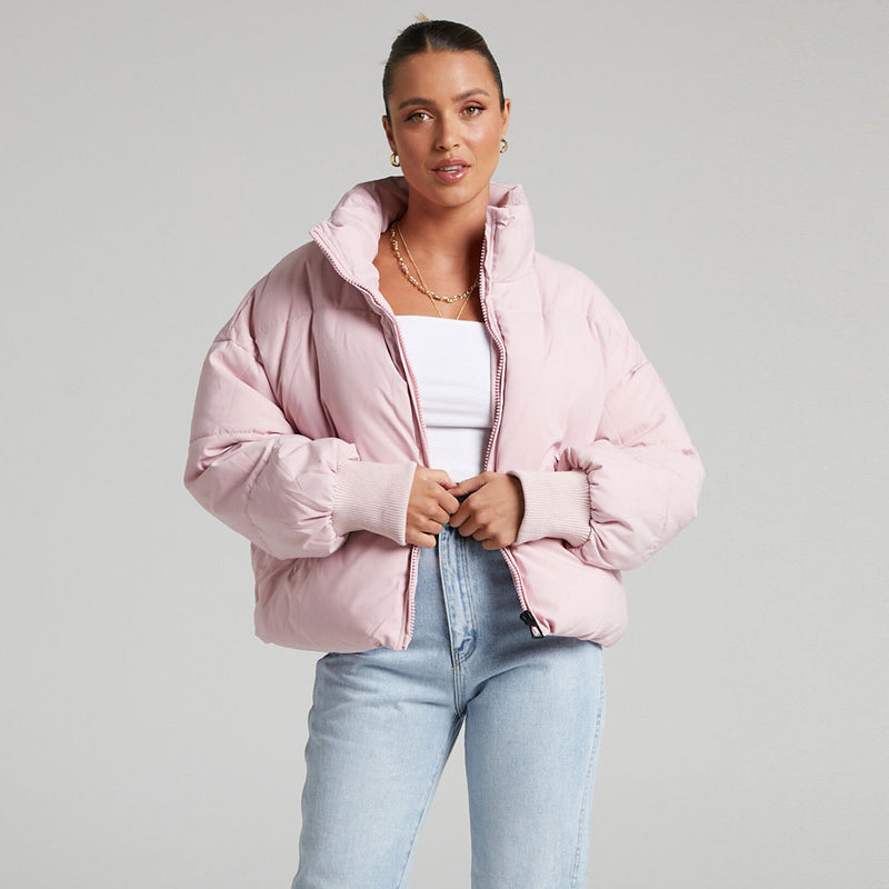 Baby pink puffer jacket hotsell