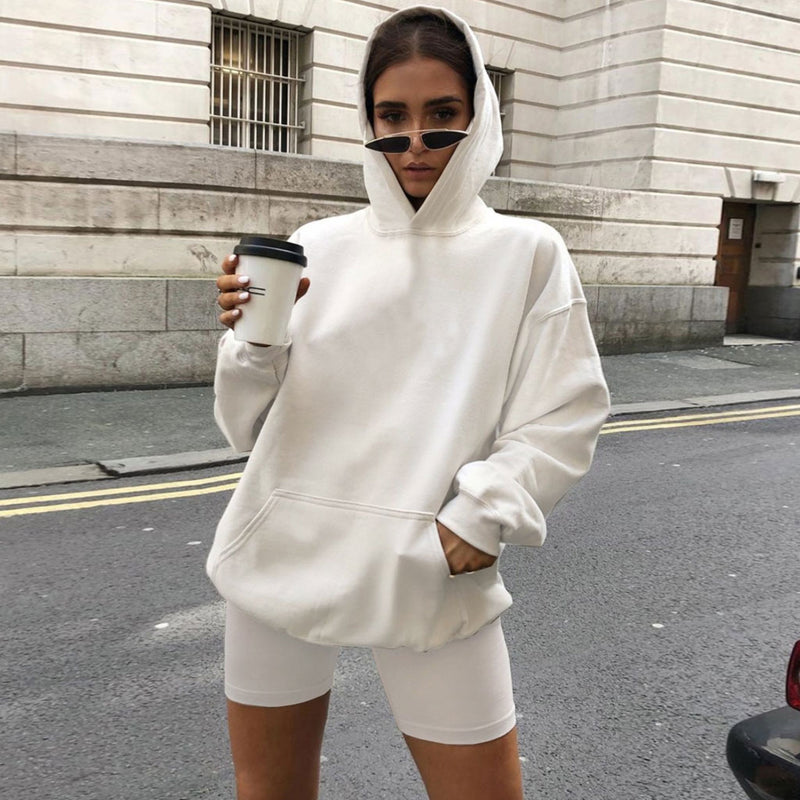 sweatshirt and biker shorts