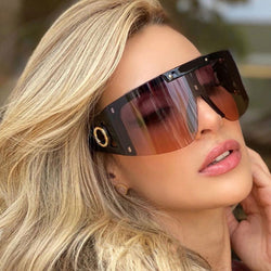 Back To The Future Bold Oversized Aviator Sunglasses - Brown