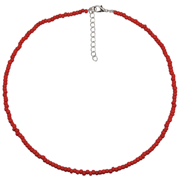 Beachy Polished Seed Enamel Bead Choker Necklace - Red