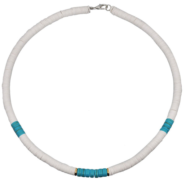 Boho Tribal Style Two Tone Mixed Bead Choker Necklace - Blue