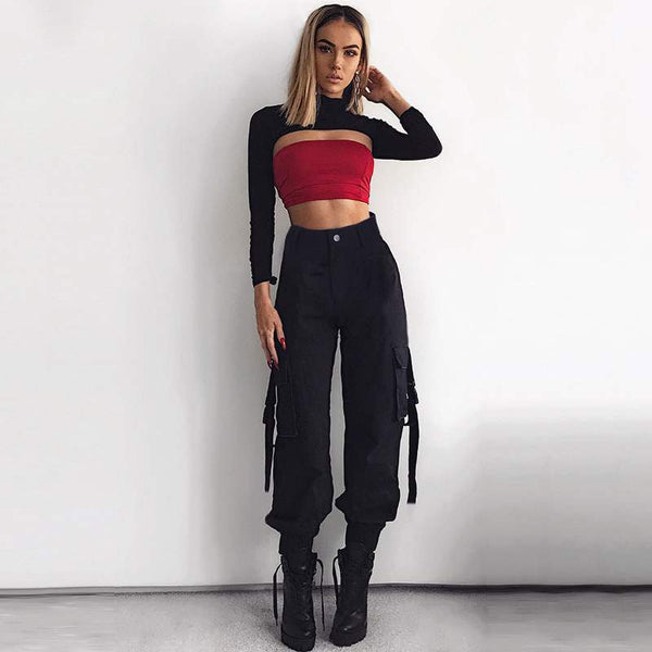 Blanc Chic 🤍⁠ 🔎 All The Details Faux Leather Corset Top⁠ 🔎 Weekender  Wide Leg Cargo Pant⁠