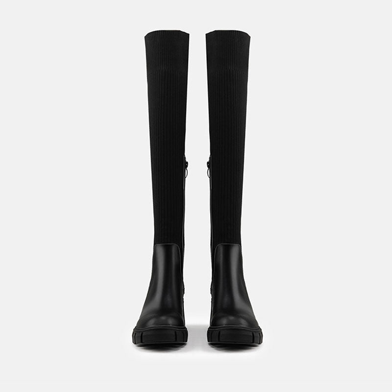black sock boots knee high