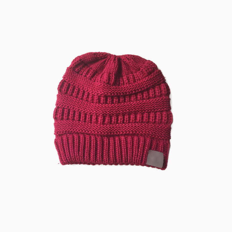 Warm Me Up Ponytail Winter Beanie Chunky Rib Knit Hat