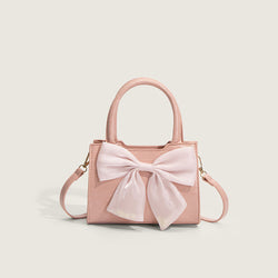 Cute Bow Detail Animal Pattern Faux Leather Crossbody Handle Bag - Pink