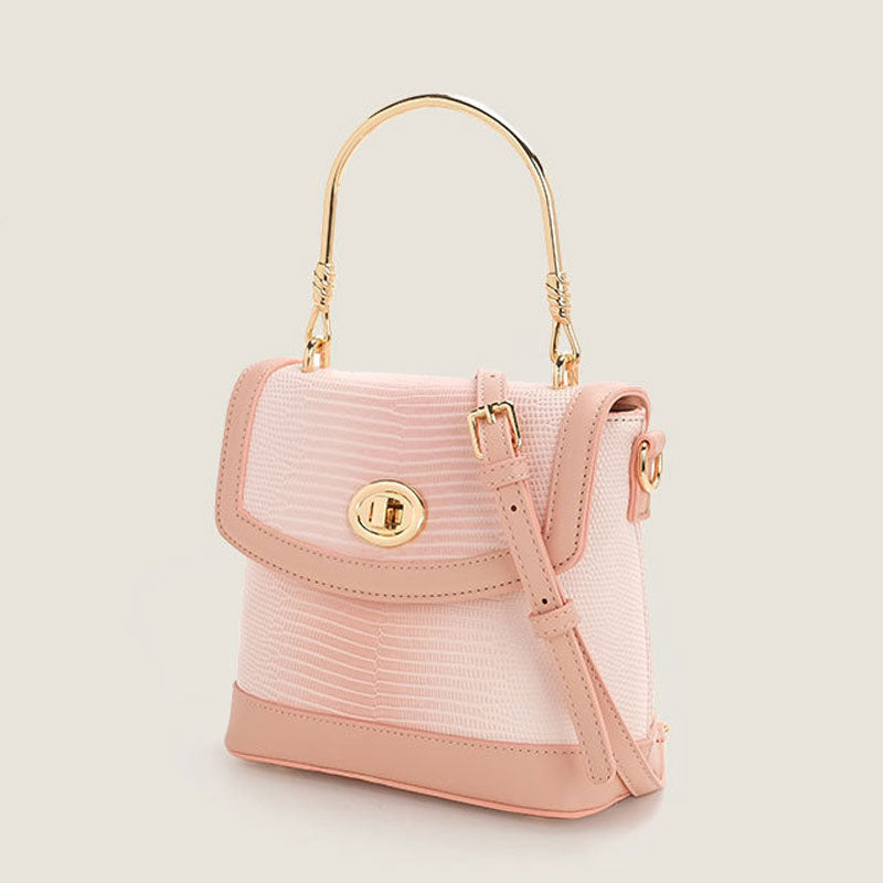 Cute Gradient Embossed Detail Foldover Top Handle Crossbody Bag - Pink