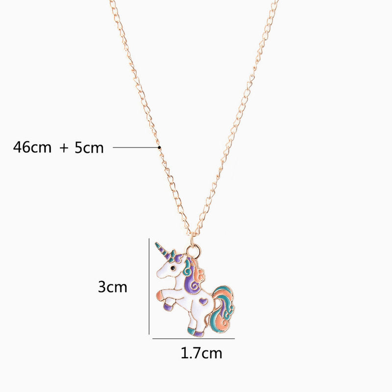Trim Fly Back Childhood Unicorn Gold Plated Pendant Necklace - Gold