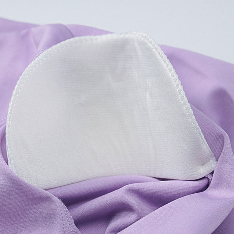 Dainty Lapel Collar Shoulder Pad Crop Blazer Bodycon Mini Skirt Matching Set - Purple