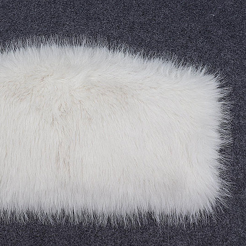 Enchanting Solid Color Zip Up Faux Fur Strapless Crop Top - White
