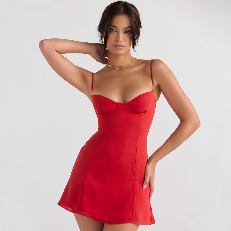 Portia & Scarlett PS23907 Red Beaded Sweetheart Neckline Leg Split Bod