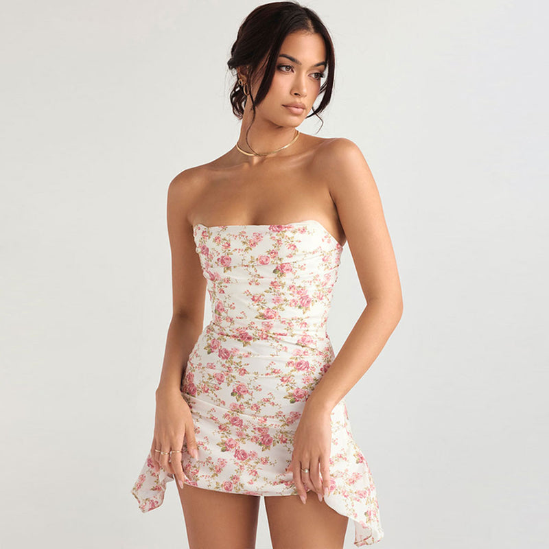 Printed strapless corset