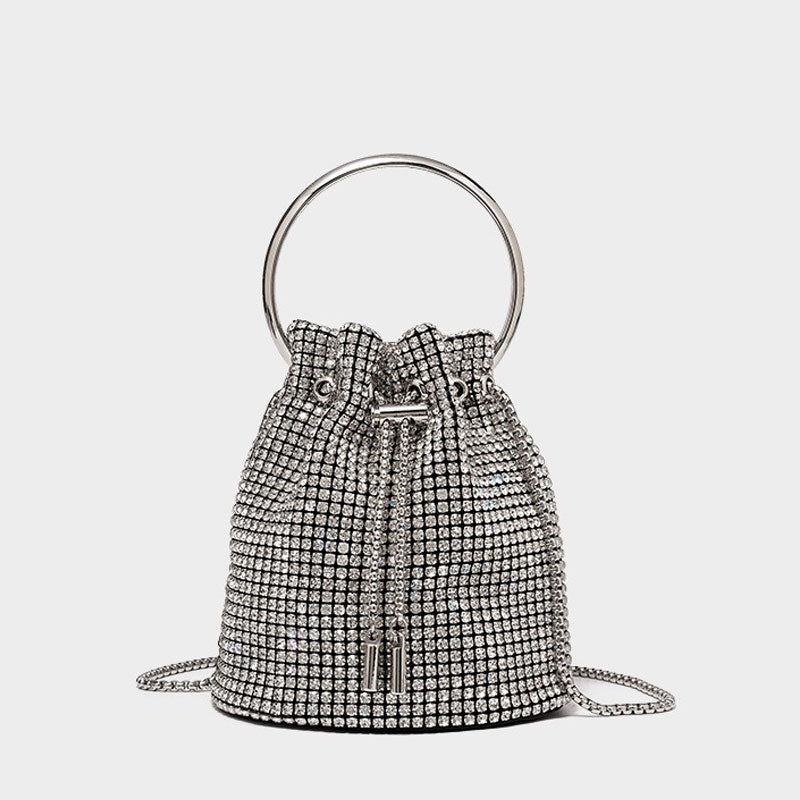 Mini Denim Faux Pearl Decorated Bucket Bag