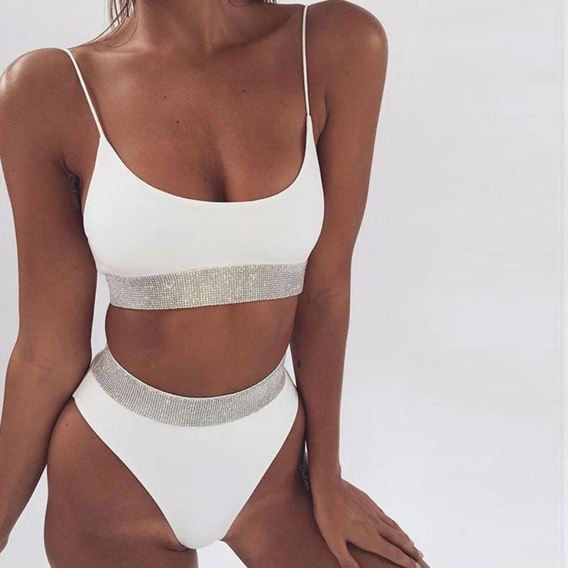 Silver Glitter Elastic Hem Bralette, Tops