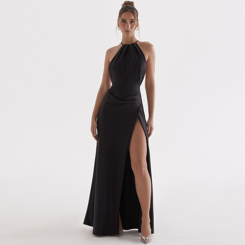 Just Breathe Black Sleeveless Slit-Leg Jumpsuit