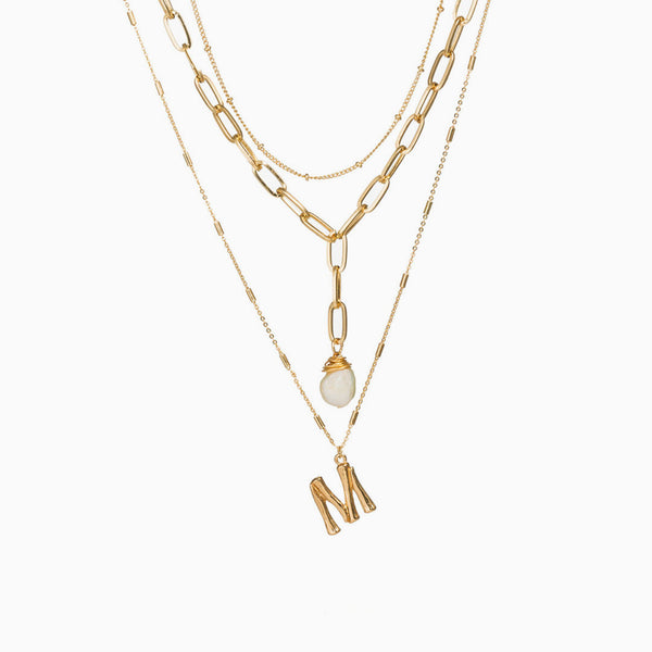 The Boho Holiday Gold Plated Charm Pendant Layered Necklace - Gold