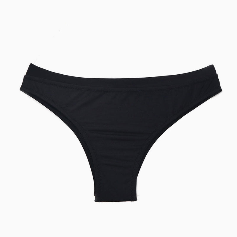 Comfy Solid Color High Cut Scrunch Brazilian Bikini Bottom - Black