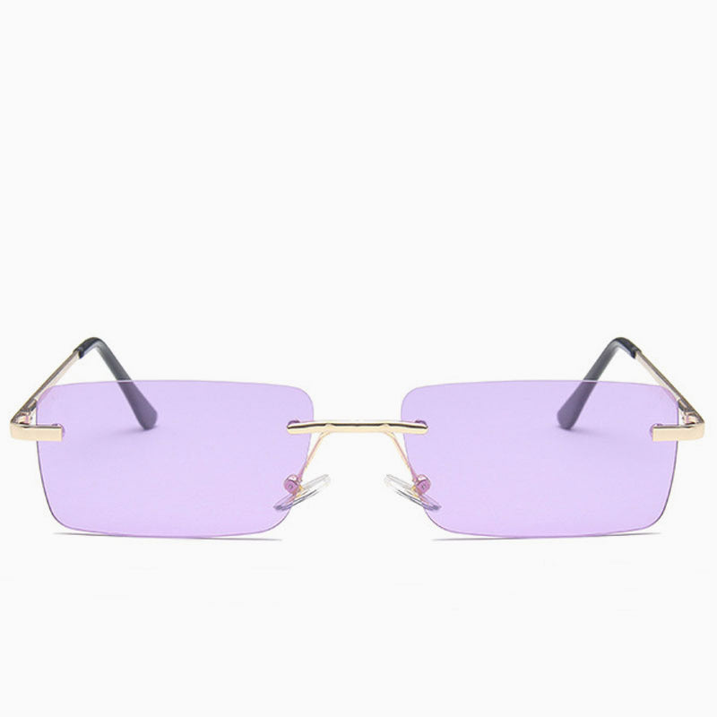 Purple Triangle Wing Edge Rimless Slim Cat-Eye Sunglasses Trendy