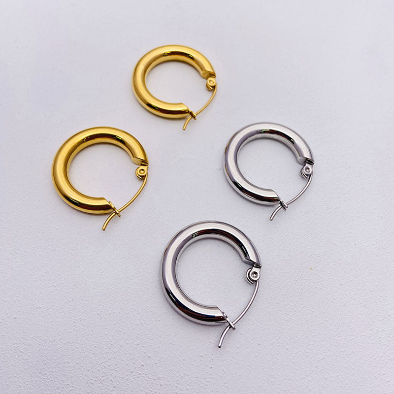 Modern Chic Plated Chunky Small Hoop Earrings - Gold