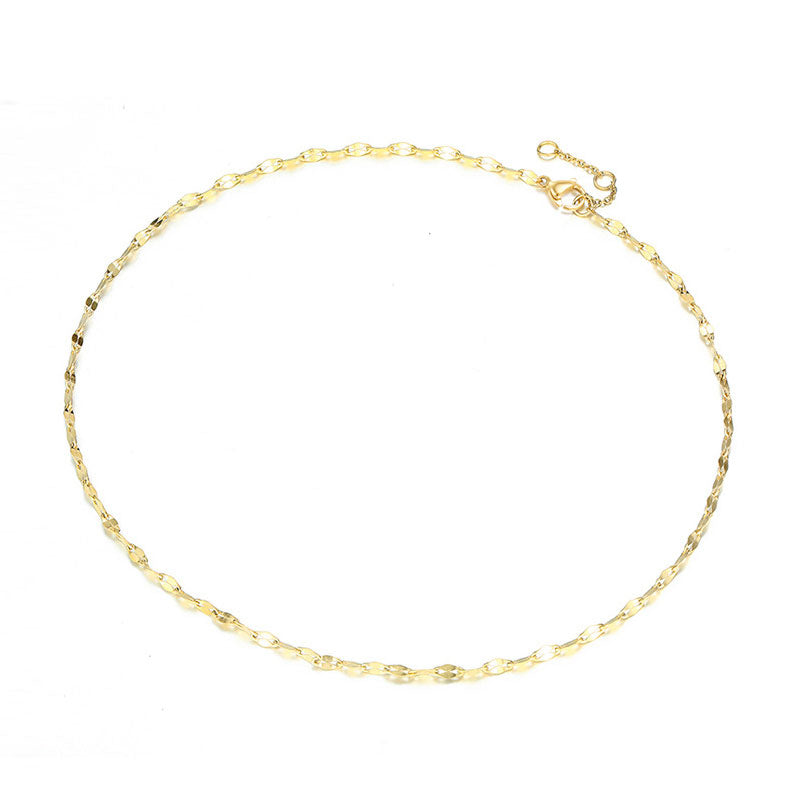 Modern Style Plated Single Link Chain Choker Necklace - Gold