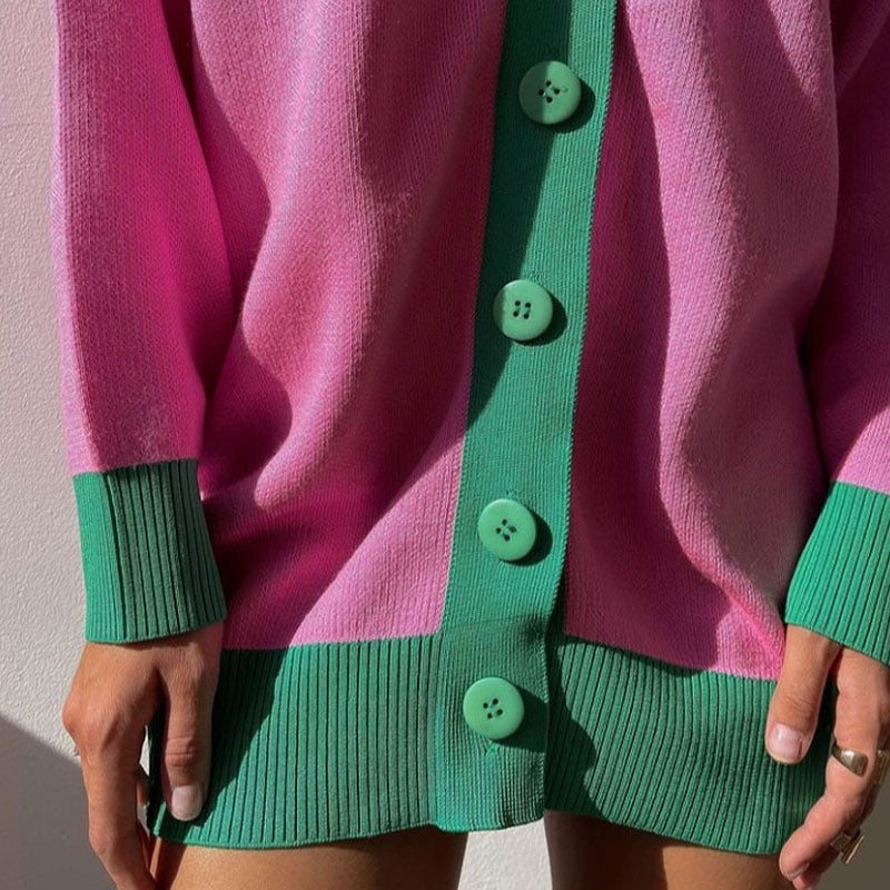 Pink & Green  Long Pink and Green Cardigan – Pink and Unique