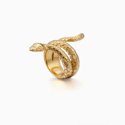 Punk Style Wrap Around Snake Shaped Embossed Ring - Gold