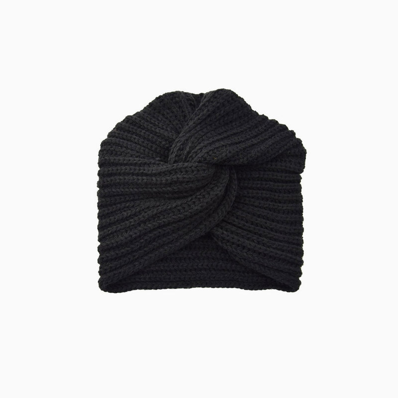 Cozy Me Up Soldi Color Ribbed Twist Front Winter Turban