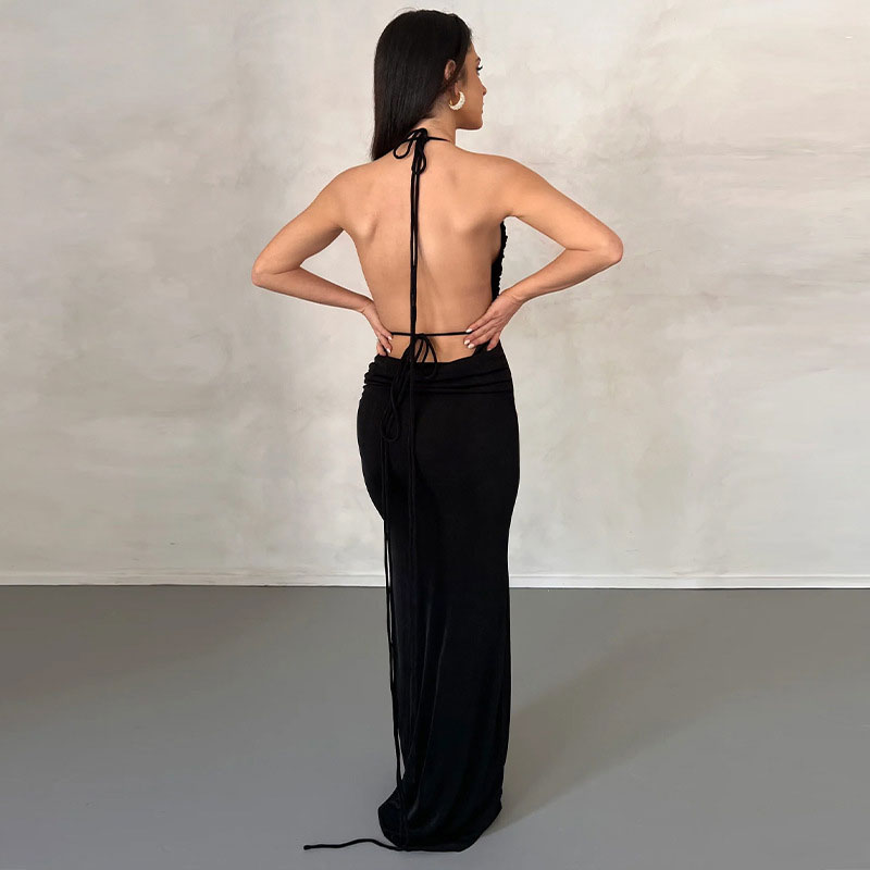 Sexy backless maxi dress sale