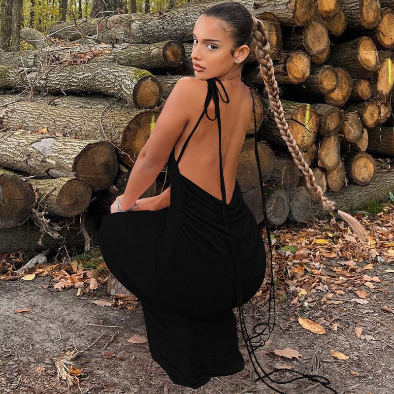 Shooting Star Black Backless Knot Detail Fishtail Maxi Dress – Club L  London - USA