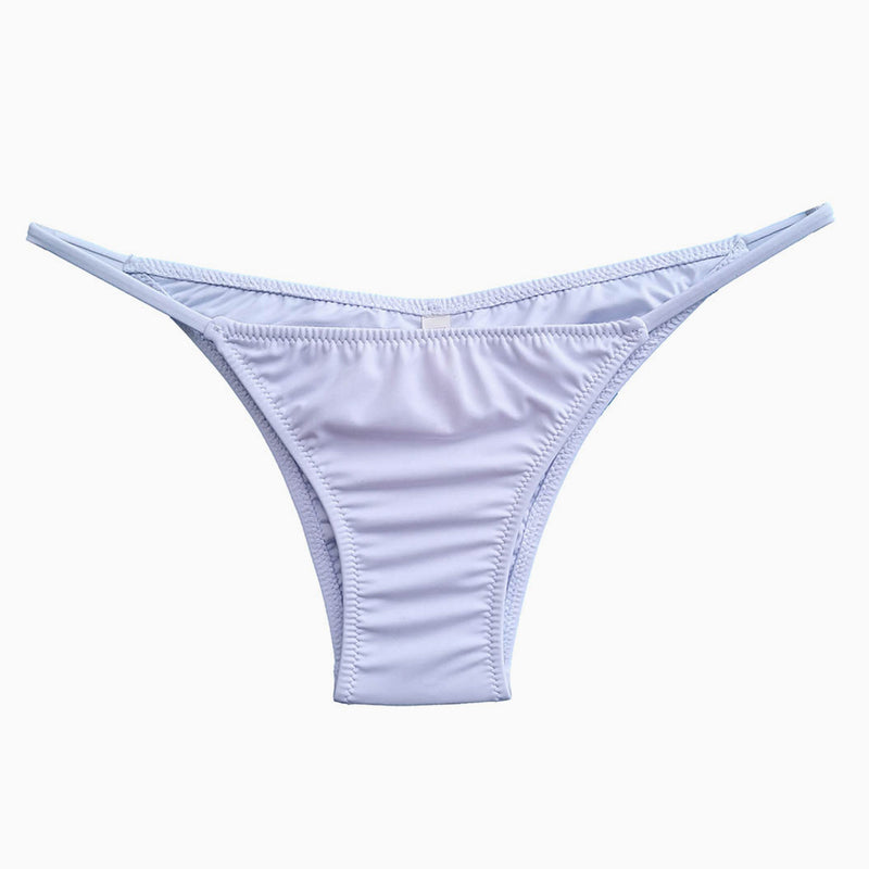 Brazilian Solid Color String Scrunch Cheecky Bikini Bottom - White