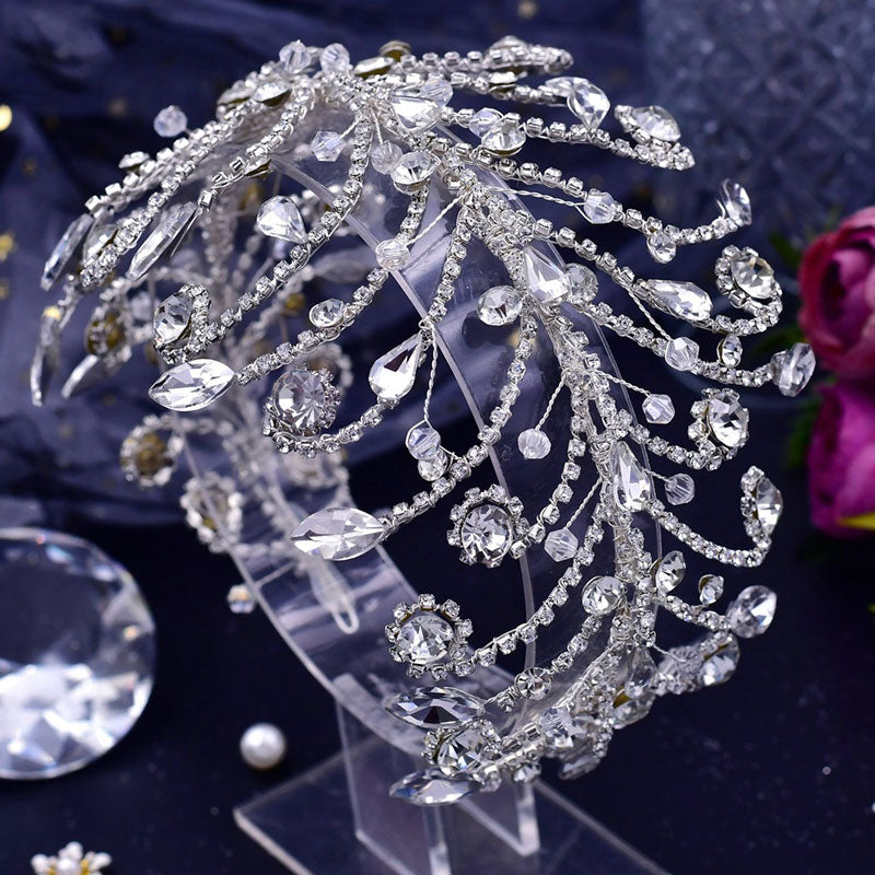Sparkling Branch Effect Crystal Rhinestone Embellished Headband - Silver