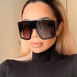 Star Look Solid Oversized Square Gradient Sunglasses Black Trendy Unique