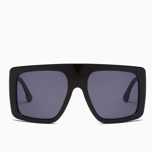 Star Look Solid Oversized Square Gradient Sunglasses - Black