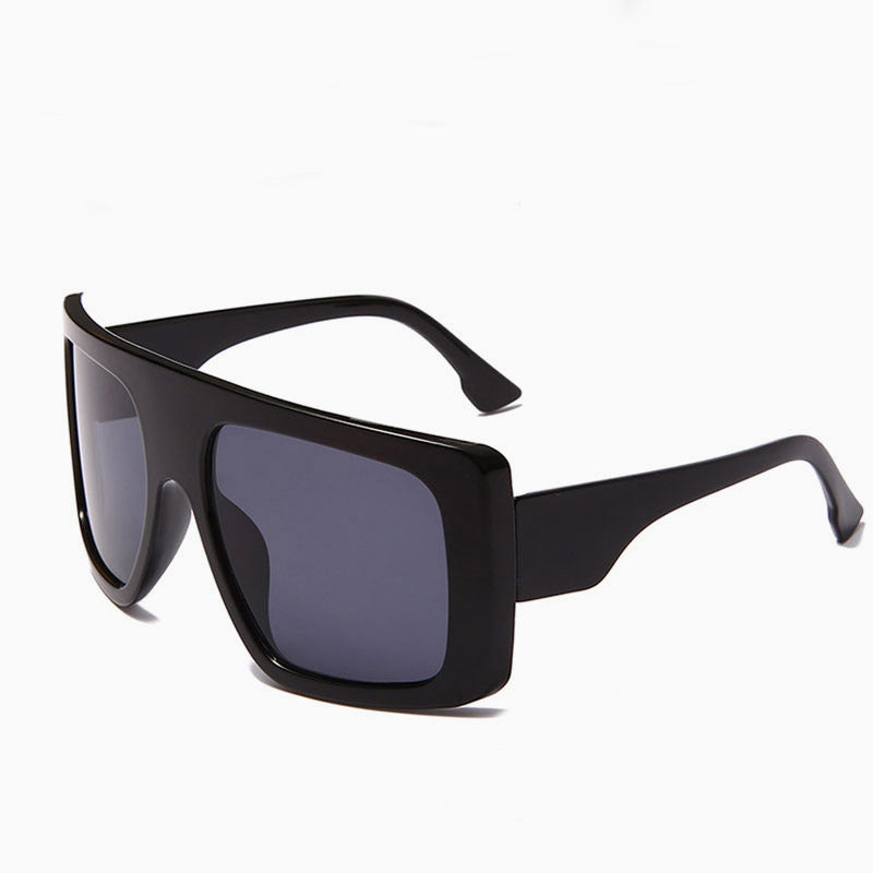Star Look Solid Oversized Square Gradient Sunglasses - Black