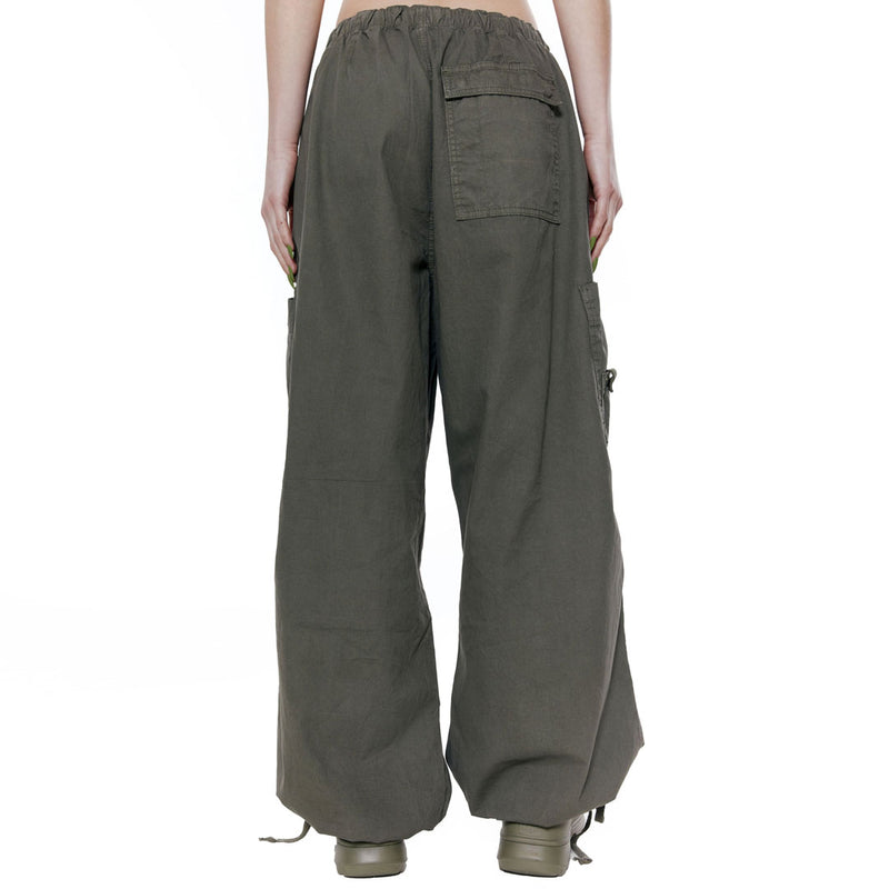 Street Style Drawstring Multi Pocket Wide Leg Baggy Cargo Pants - Army Green