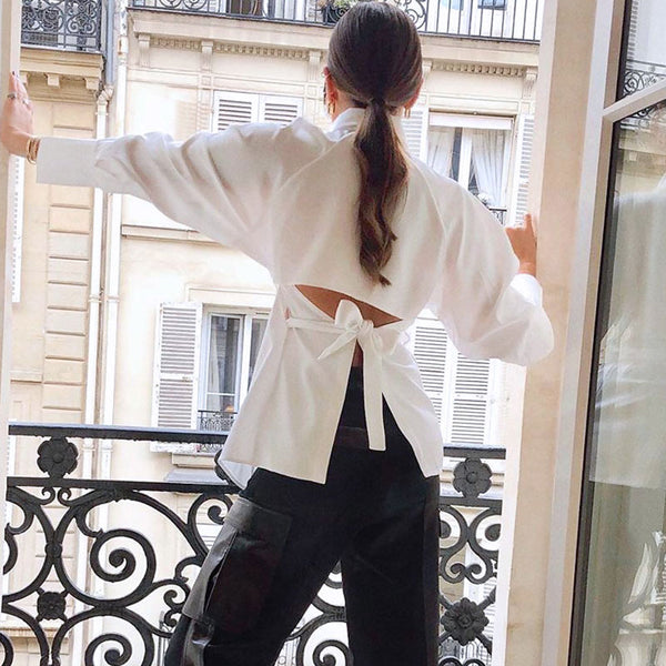 Satin White, Down – Unique Women for Shirt Trendy Silk Button - Blouses Black & &