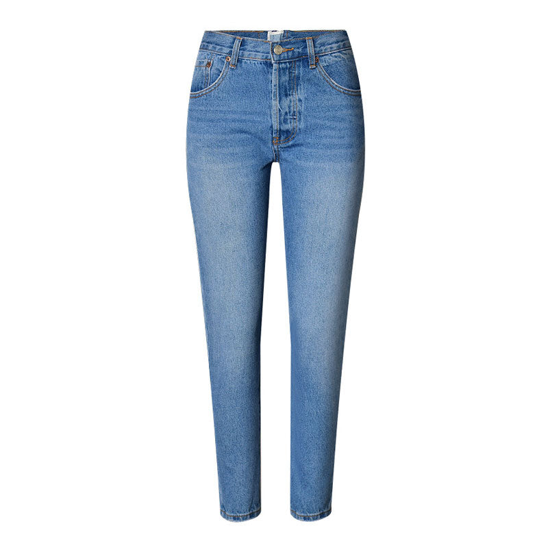 Unique Zip Back High Waist Faded Frayed Skinny Jeans - Blue