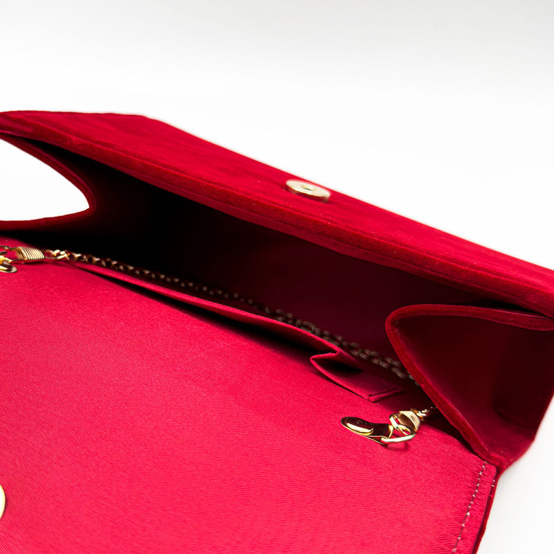 Red faux suede clutch bag outlet