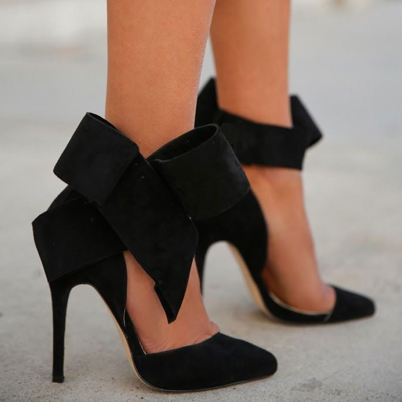 Brenna Satin Bow Detail Heel / Black – Style Cheat